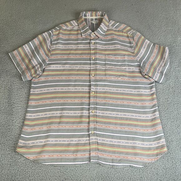 Carbon2Cobalt Shirt Mens XL Gray Green Button Short Sleeve Pocket  Aztec Tribal - Picture 1 of 12